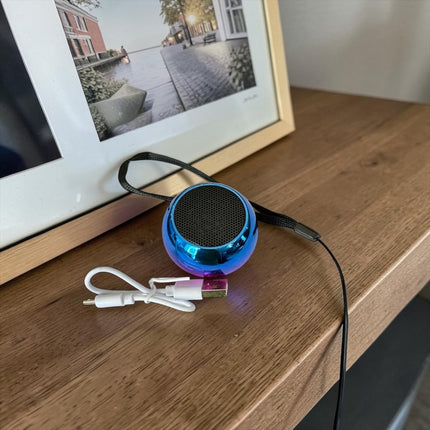 Bocina pequeña circular portátil inalámbrica Bluetooth Colores Metalicos