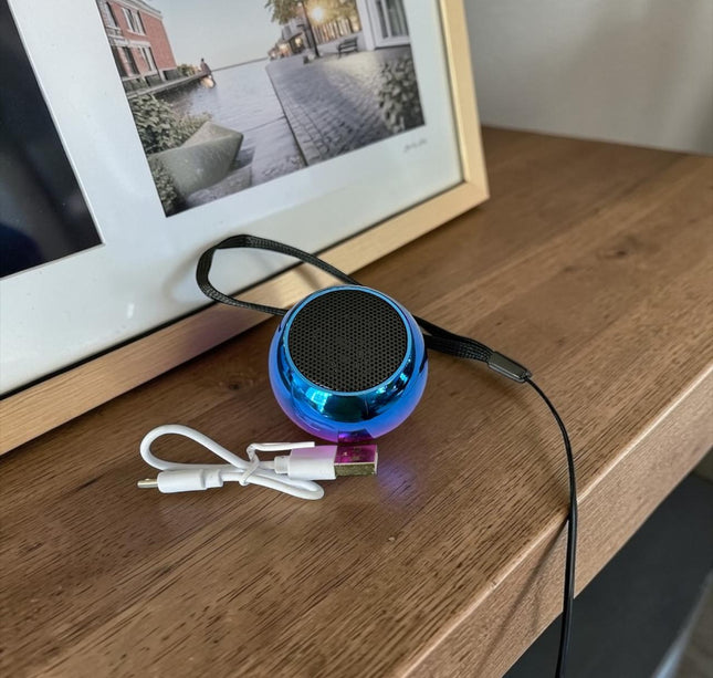 Bocina pequeña circular portátil inalámbrica Bluetooth Colores Metalicos