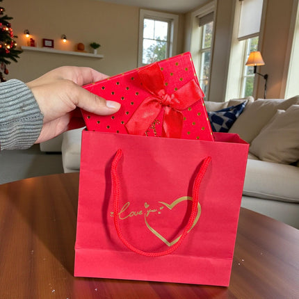 Caja de Rosas y Set de Joyeria Acero Inoxidable, con Bolsa de Regalo Incluida "San Valentin"