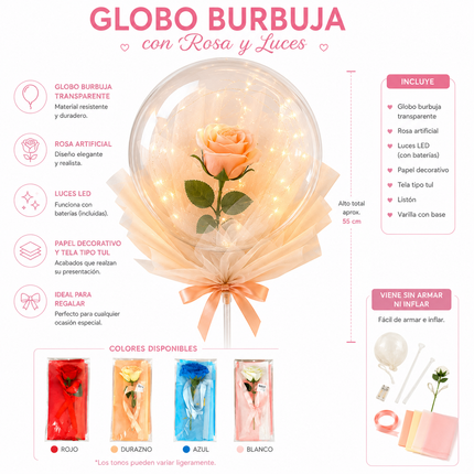 Globo Burbuja con Rosa y Luz