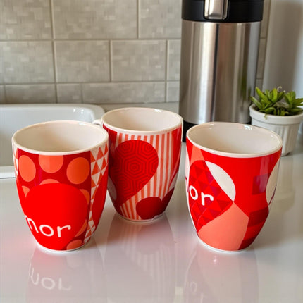 3 Taza Ceramica Amor Corazones $29 c/u