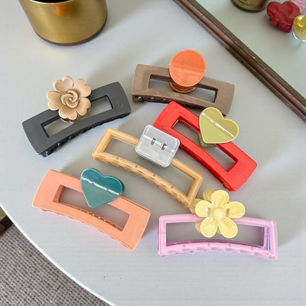 12 Pinzas Rectangulares Grandes Cristalinas con Figuras Colores $11.6 c/u