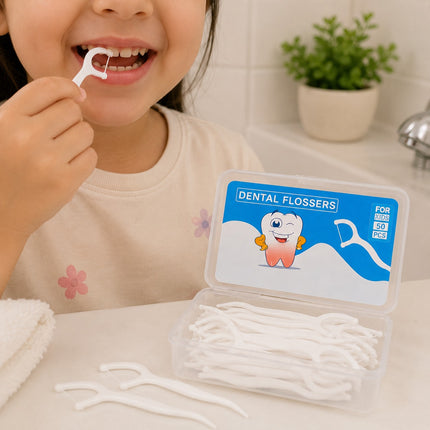 12 Cajas con Hilos Dentales Infantil con Agarradera $6.5 c/u