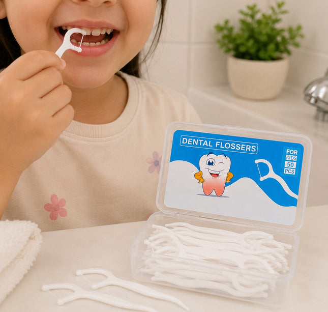 12 Cajas con Hilos Dentales Infantil con Agarradera $6.5 c/u
