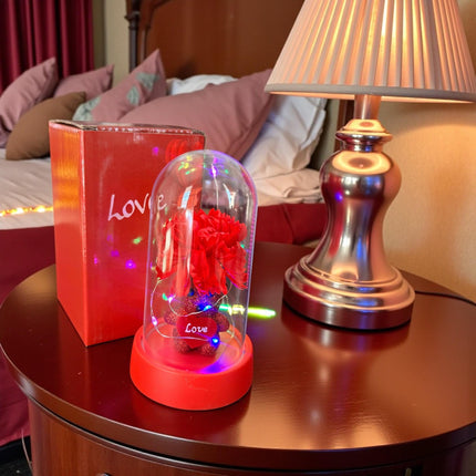 Flor Eterna con Luz de Hada y Osito Diamantado