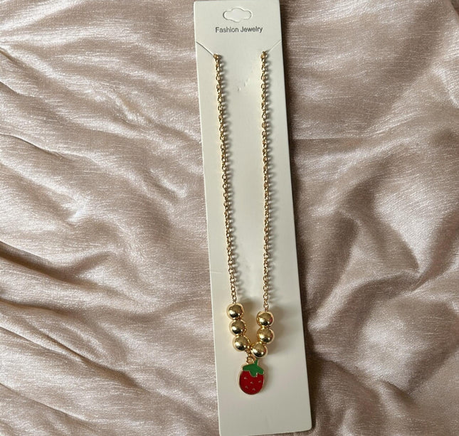 12 Collares Cerezas/Fresas Bolitas $8.3 c/u