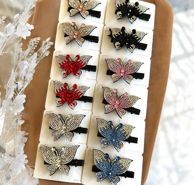 Set 12 Pasadores Mariposa Brillosa $6.58 c/u