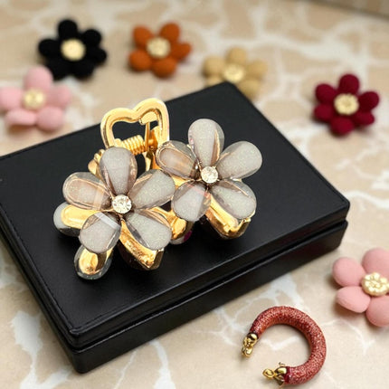 12 Pinzas Flores Doradas con Pedreria Colores $11.5 c/u
