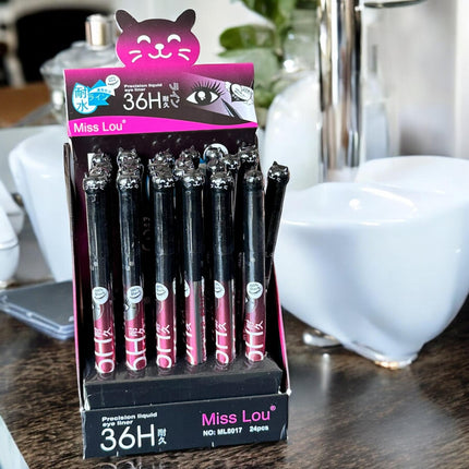 24 Delineadores Gatito para Ojos 36H $7 c/u