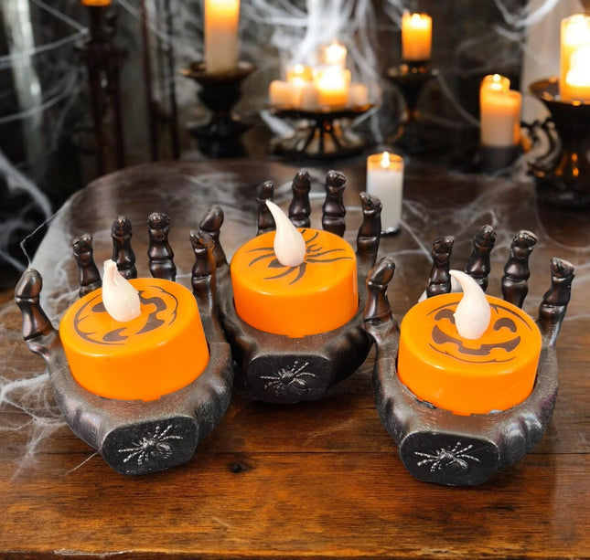 12 Manitas con Velas de Luz Halloween $15 c/u