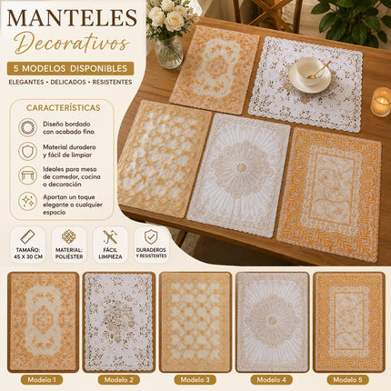 12 Manteles para Mesa Cuadrados Dorados/Plateados $5.9 c/u