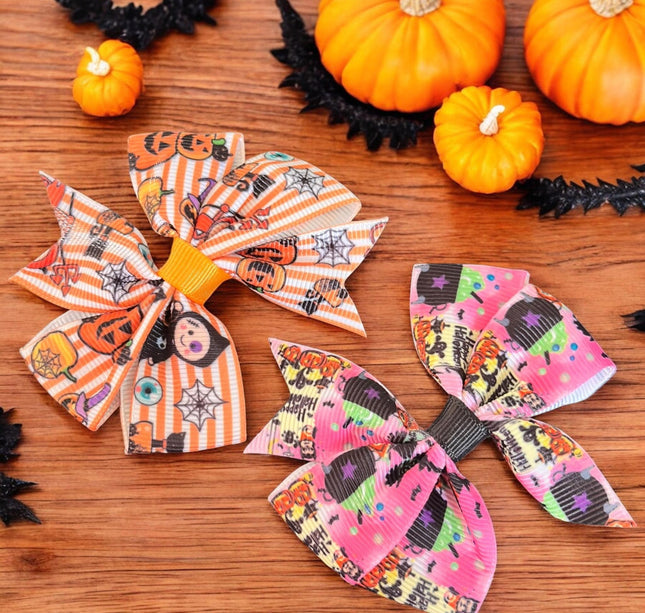 12 Moñitos Halloween Estampados  $6 c/u