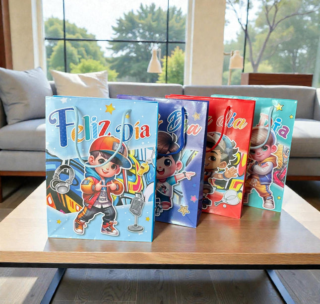 12 Bolsas para Regalo "Feliz Dia" $5.9 c/u