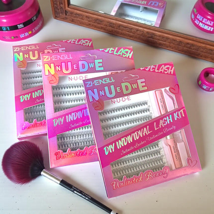 3 Sets Extenciones de Pestañas "Nude Diy Individual" $70 c/u