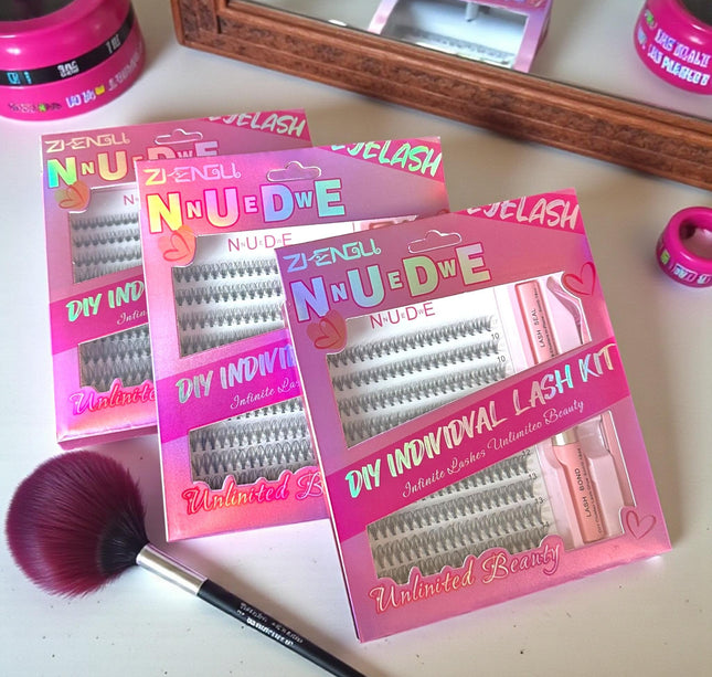 3 Sets Extenciones de Pestañas "Nude Diy Individual" $70 c/u