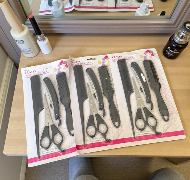 12 Sets de Cabello, Peines Tijera y Navaja $18 c/u