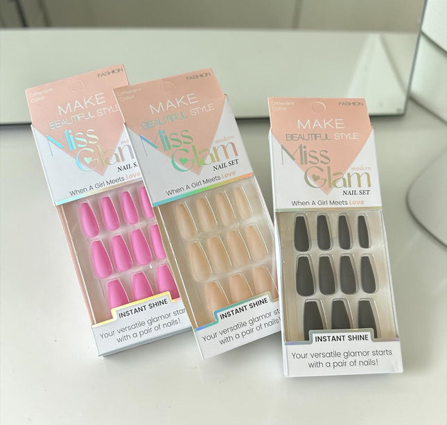 12 Uñas Postizas Matte Colores $9 c/u
