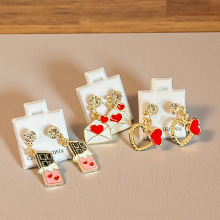 36 Aretes "San Valentin" Zirconia Pedreria $6.25 c/u