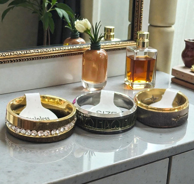 100 Anillos Acero Inoxidable Colores/Relieves Hombre $5.9 c/u