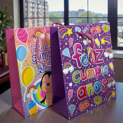 12 Bolsas de Regalo "Feliz Cumpleaños" $11.5 c/u