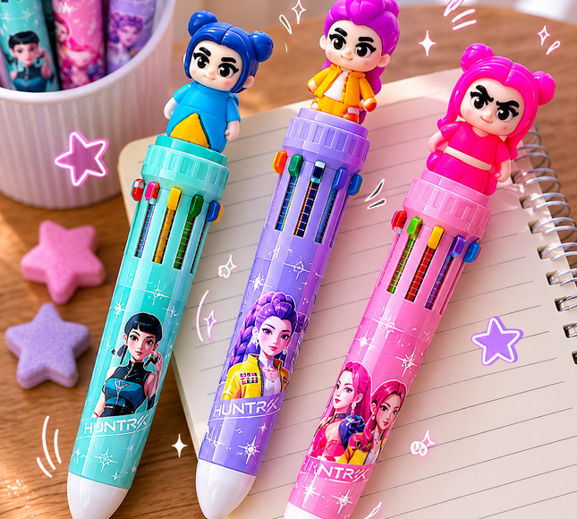 36 Lapiceros Guerreras K-Pop Multitintas con Figura 3D $9.5 c/u