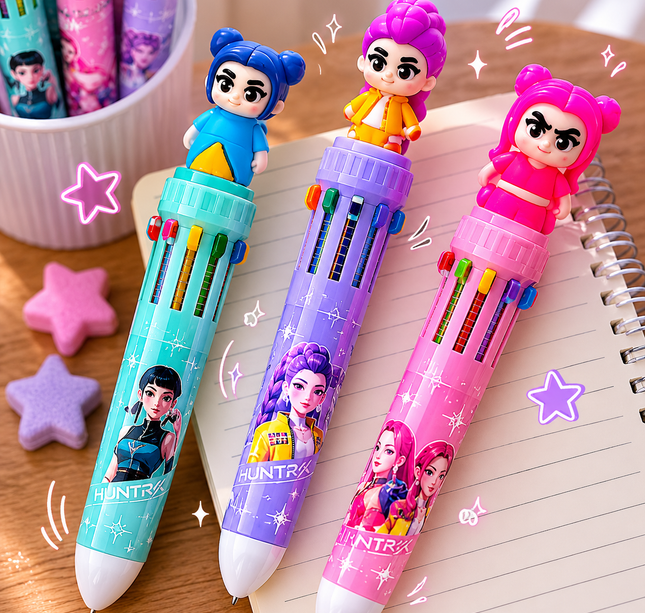 36 Lapiceros Guerreras K-Pop Multitintas con Figura 3D $9.5 c/u