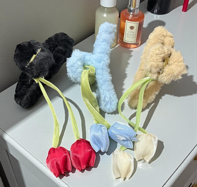 12 Pinzas Peluche con Tulipanes $12 c/u