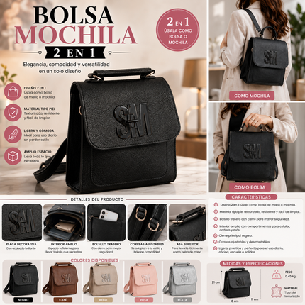 Exclusivo Tienda en linea 💥💎Bolsa Mochila 2 en 1 Elegance SM