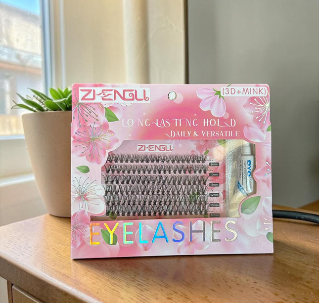 3 Sets de Pestañas Postizas Individuales con Pegamento $50 c/u