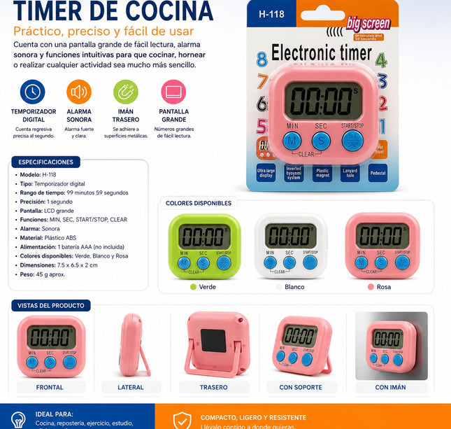 Exclusivo Tienda en linea 💥💎3 Timer para Cocina Electronico $38 c/u