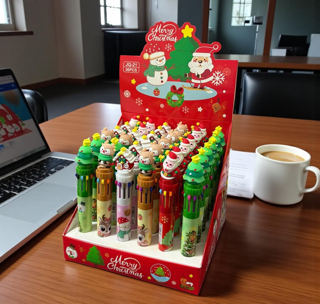 36 Plumas Navideñas Multitintas $13.20 c/u