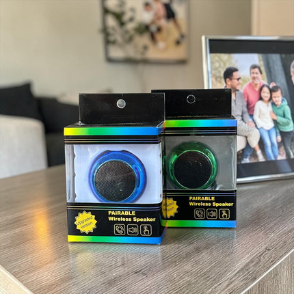 Bocina pequeña circular portátil inalámbrica Bluetooth Colores Metalicos