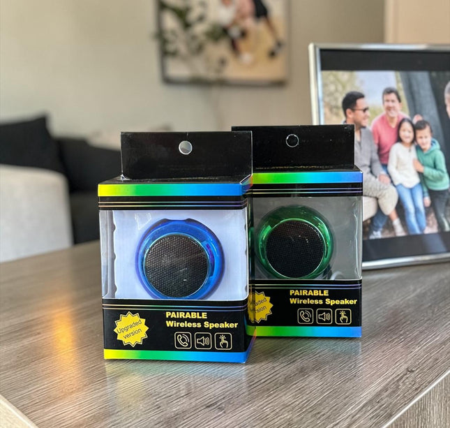 Bocina pequeña circular portátil inalámbrica Bluetooth Colores Metalicos