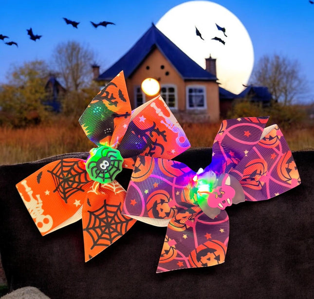 12 Moños Halloween Con Luces con Figurita $11.5 c/u