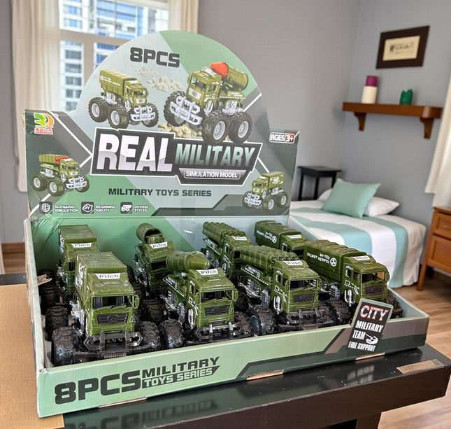 3 Carritos Fricción Militares de Juguete $36 c/u