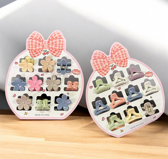 12 Sets de 10 pincitas para Cabello Figuras $12.5 c/u