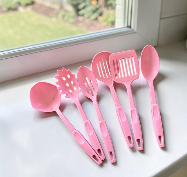 Juego de Sartenes y Ollas con Tapa de Cristal y Cucharas de Plastico