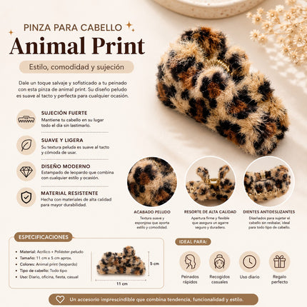 Exclusivo Tienda en linea 💥💎12 Pinzas Pelucha AnimalPrint Peluche $7.7 c/u