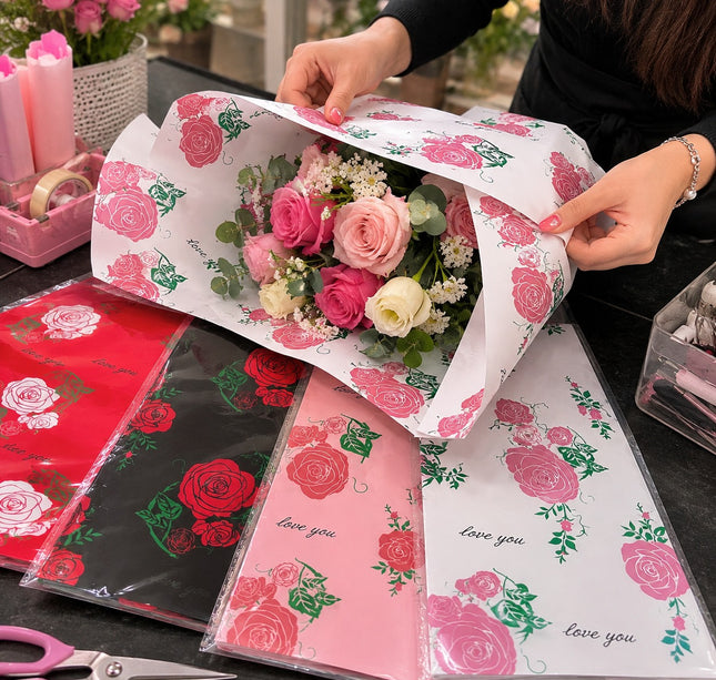 20 Papel Coreano Rosas Estampadas Colores $3.49 c/u