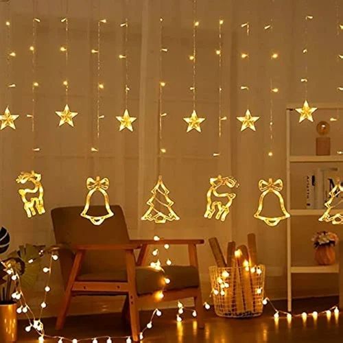 Cortina de Luz Led Estrellas y figuras Navideñas