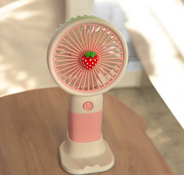 Ventilador Frutitas de Mano Colores con Base