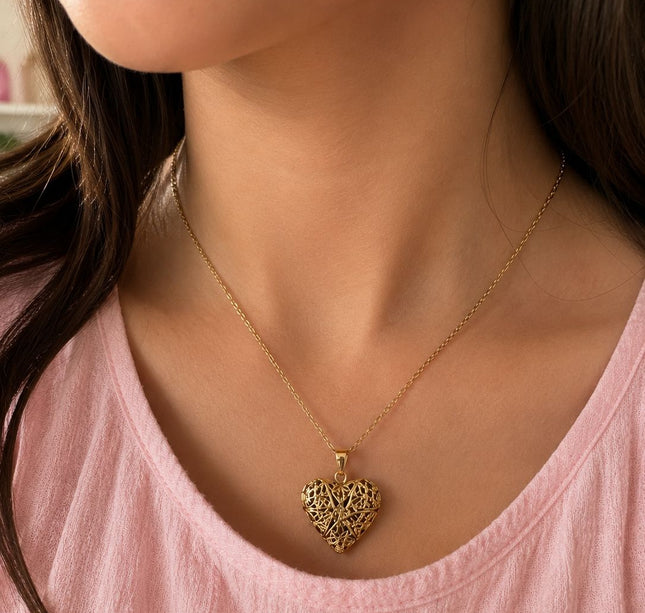 12 Collares Relicarios de Corazón Acero Inoxidable $29.05 c/u