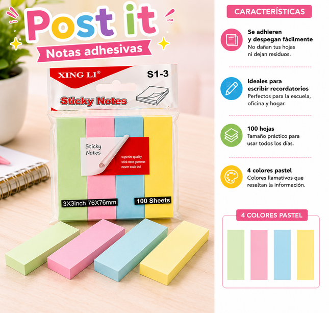 Exclusivo Tienda en linea 💥💎12 Post Its Separadores Largos 4 Colores $10.5 c/u