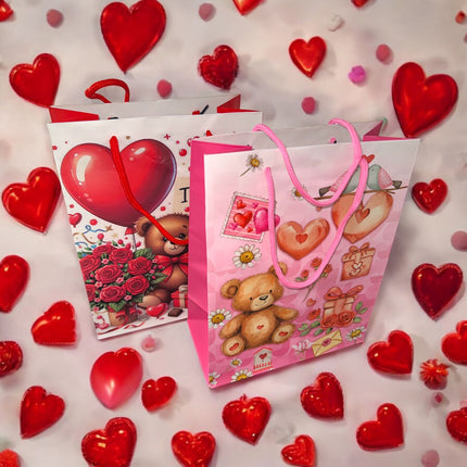 12 Bolsas de Regalo Osito San Valentín $5.6 c/u