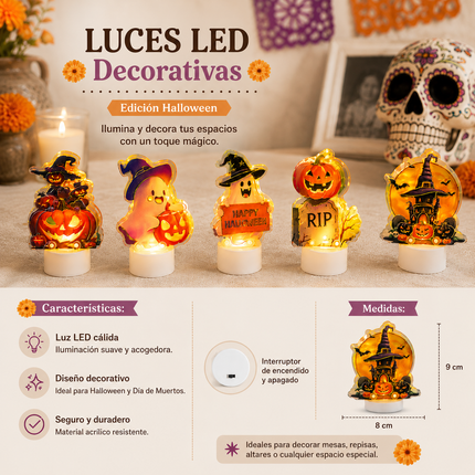 12 Lamparitas con Figuras Halloween tipo Vela $16.9 c/u