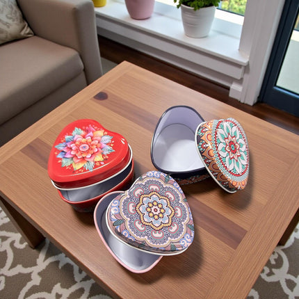 12 Cajita Corazíon Metalica Mandalas "San Valentin" $8.3 c/u