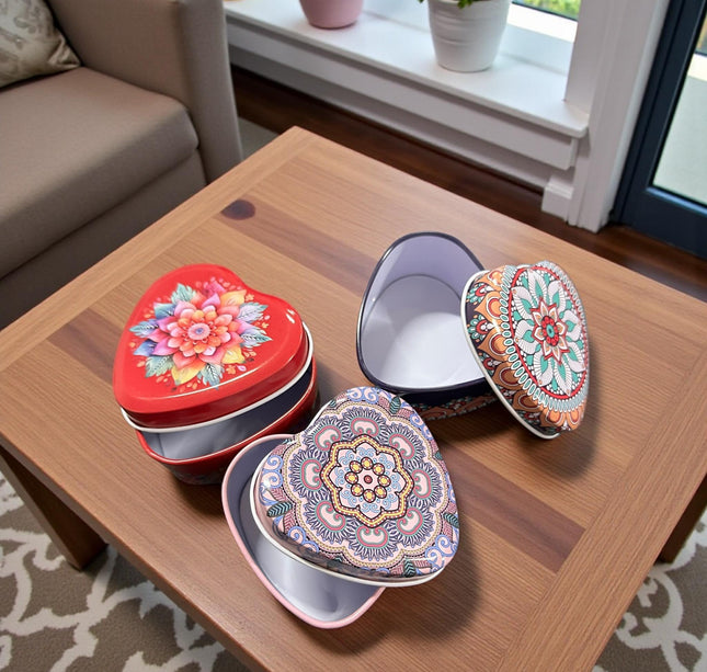 12 Cajita Corazíon Metalica Mandalas "San Valentin" $8.3 c/u