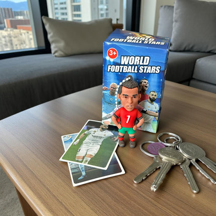 16 Llaveros Jugadores Futbol Sopresa con Tarjetas Coleccionables $10.5 c/u