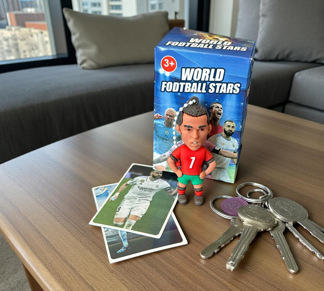 16 Llaveros Jugadores Futbol Sopresa con Tarjetas Coleccionables $10.5 c/u