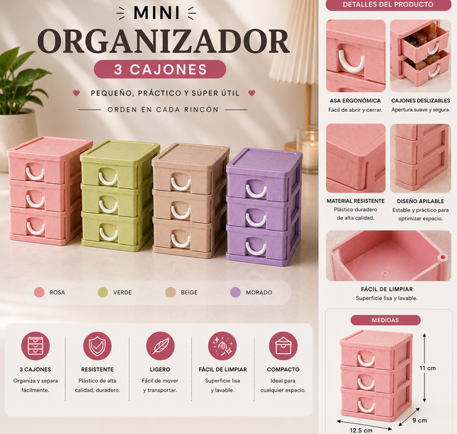 Exclusivo Tienda en linea 💥💎3 Mini Organizador de 3 Cajones $30 c/u